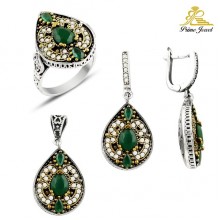 Gümüş Otantik Taşlı Set